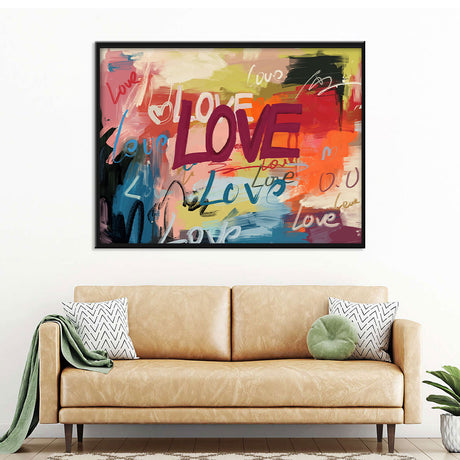 Colorful Love Graffiti Canvas Wall Art