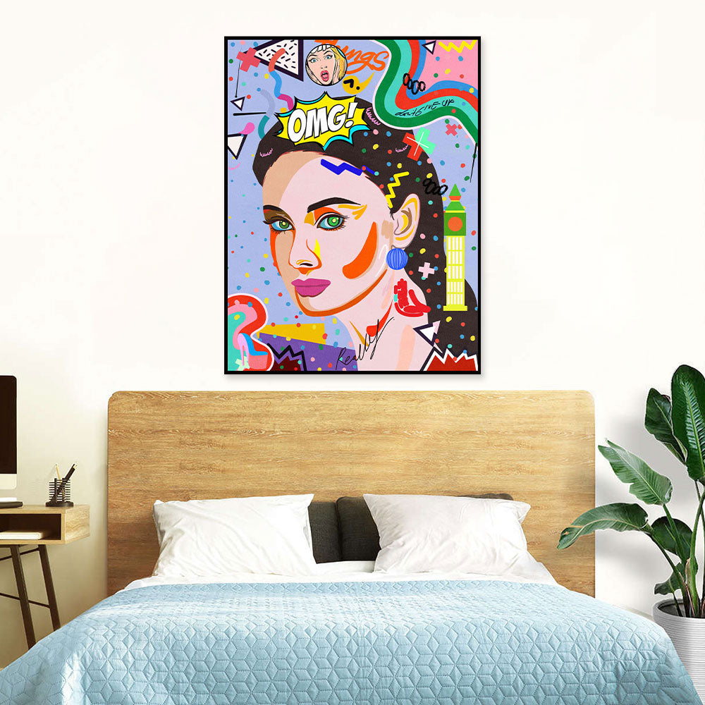 Colorful Modern Girl Graffiti Canvas Wall Art