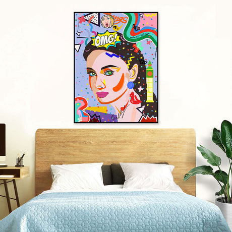 Colorful Modern Girl Graffiti Canvas Wall Art