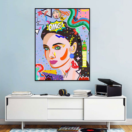 Colorful Modern Girl Graffiti Canvas Wall Art