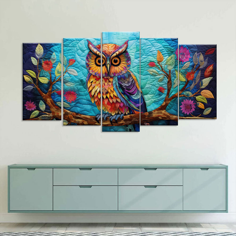 Vibrant Multicolor Owl Canvas Wall Art