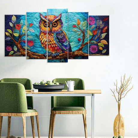 Vibrant Multicolor Owl Canvas Wall Art