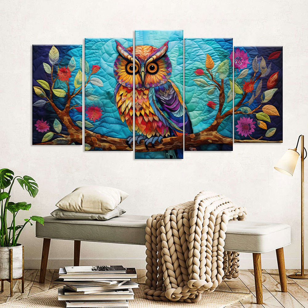 Vibrant Multicolor Owl Canvas Wall Art