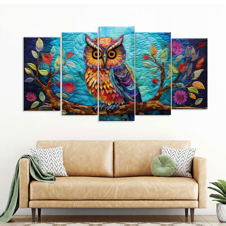 Vibrant Multicolor Owl Canvas Wall Art