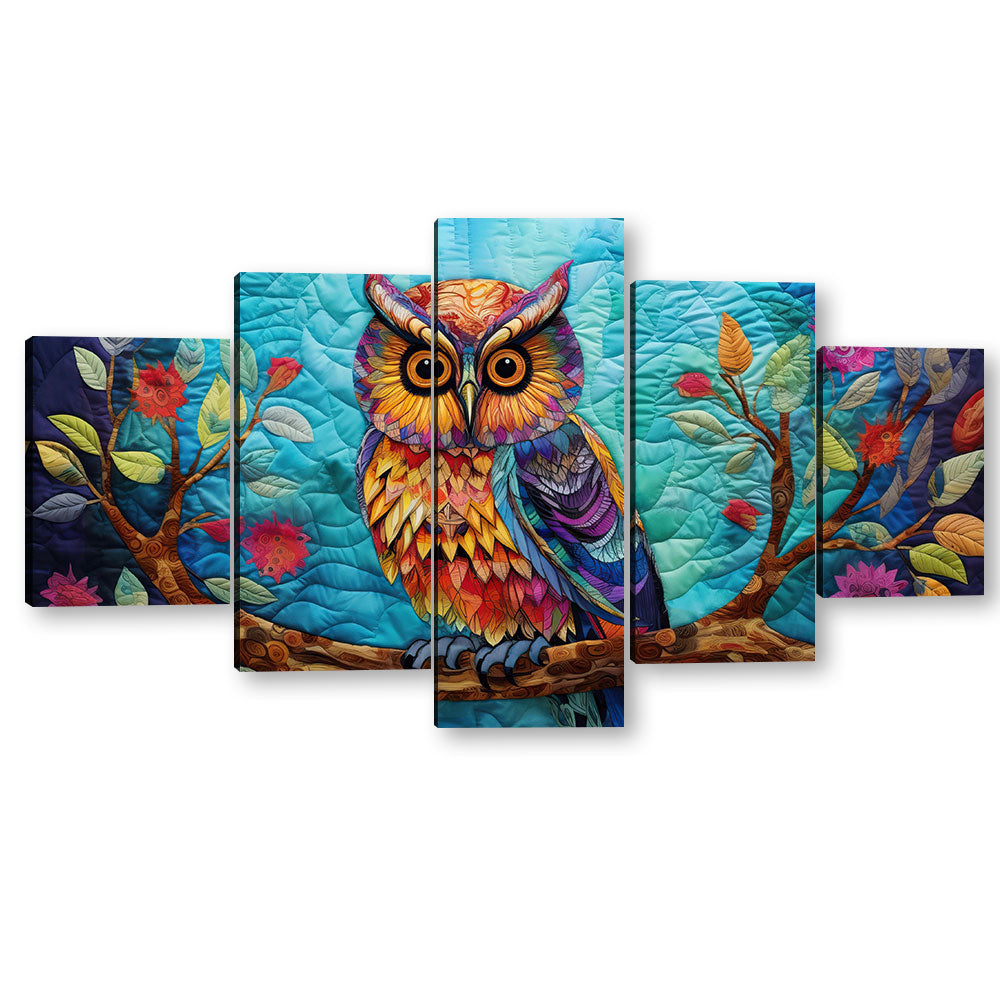 Vibrant Multicolor Owl Canvas Wall Art