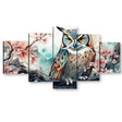 Elegant Owl & Cherry Blossom Canvas Wall Art