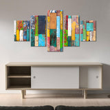 Colorful Retro Wood Canvas Wall Art