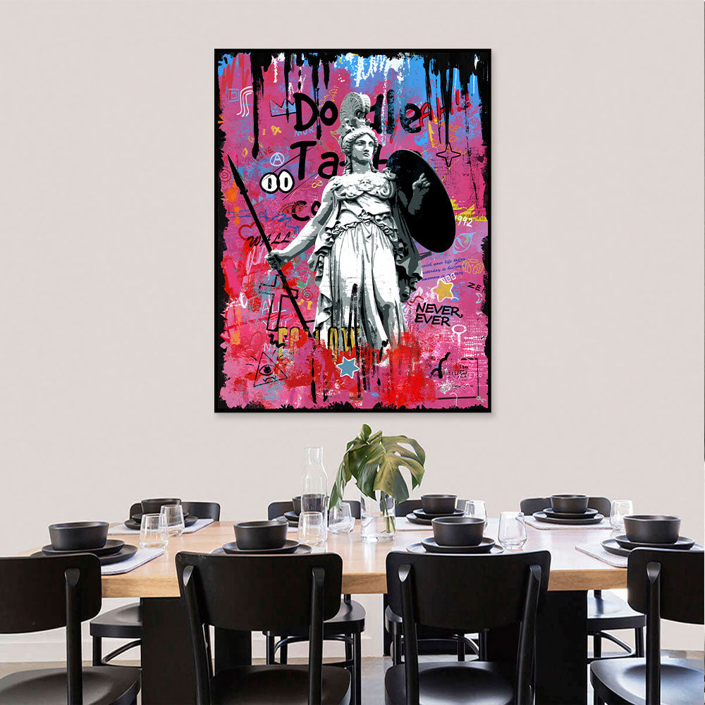 Colorful Rome Gladiator Graffiti Canvas Wall Art