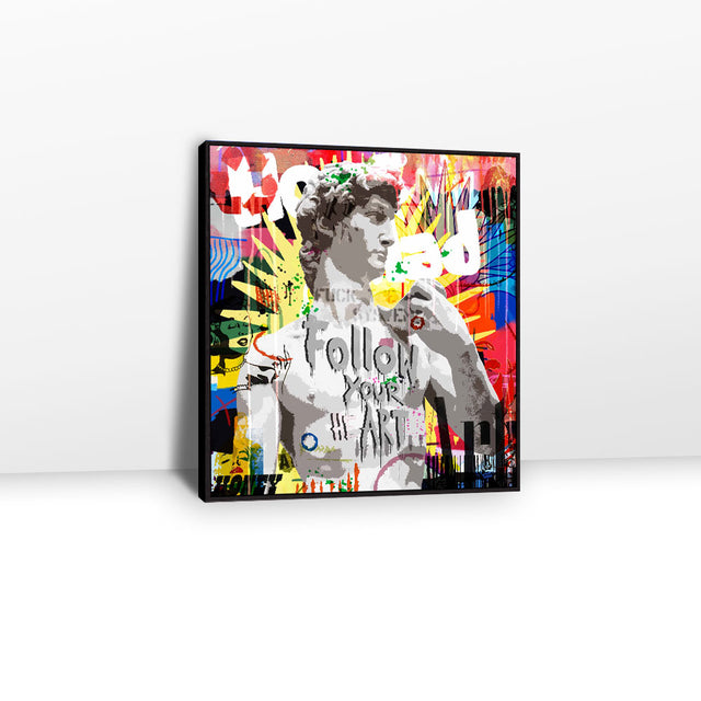 Colorful Statue Of David Graffiti Canvas Wall Art