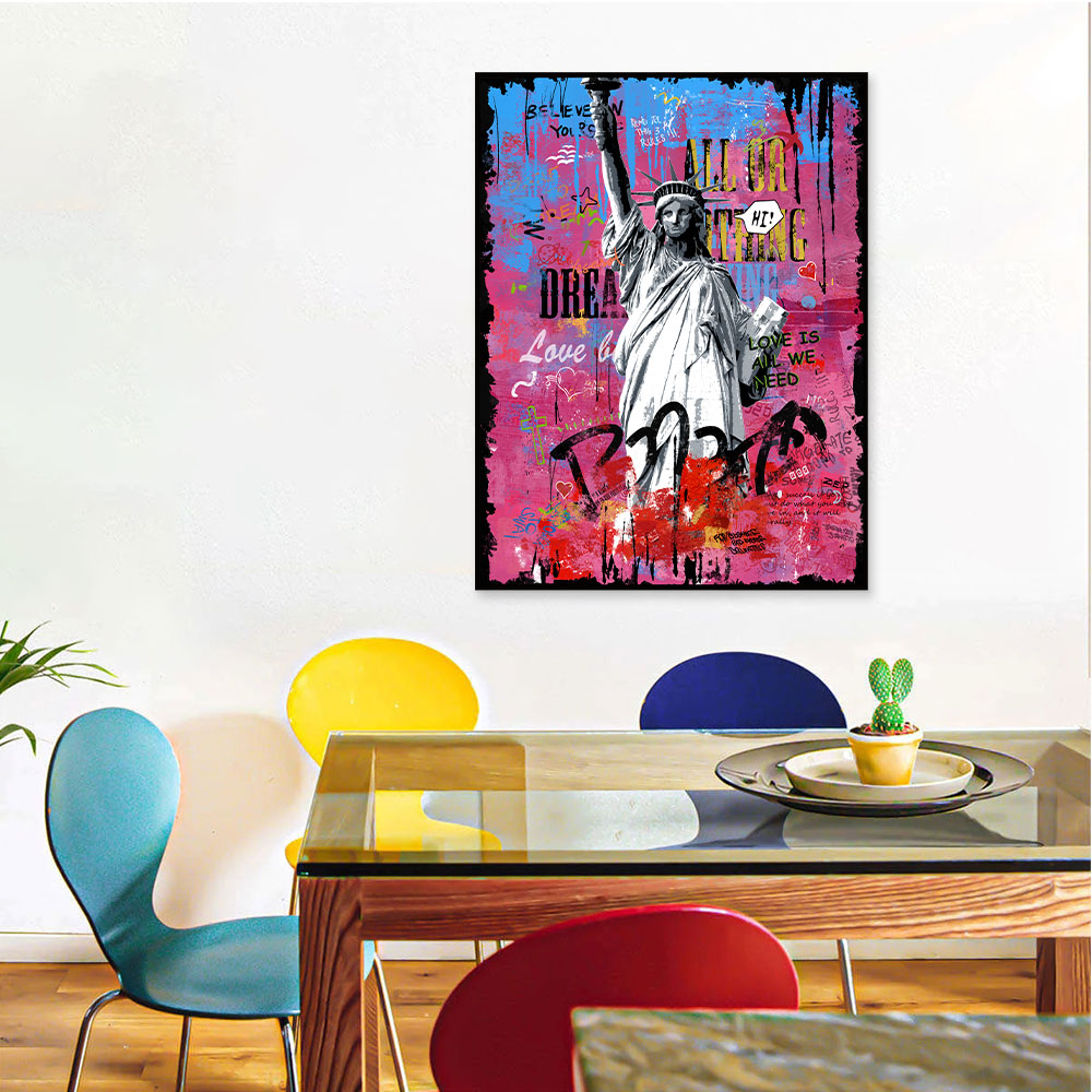 Colorful Statue Of Liberty Graffiti Canvas Wall Art5