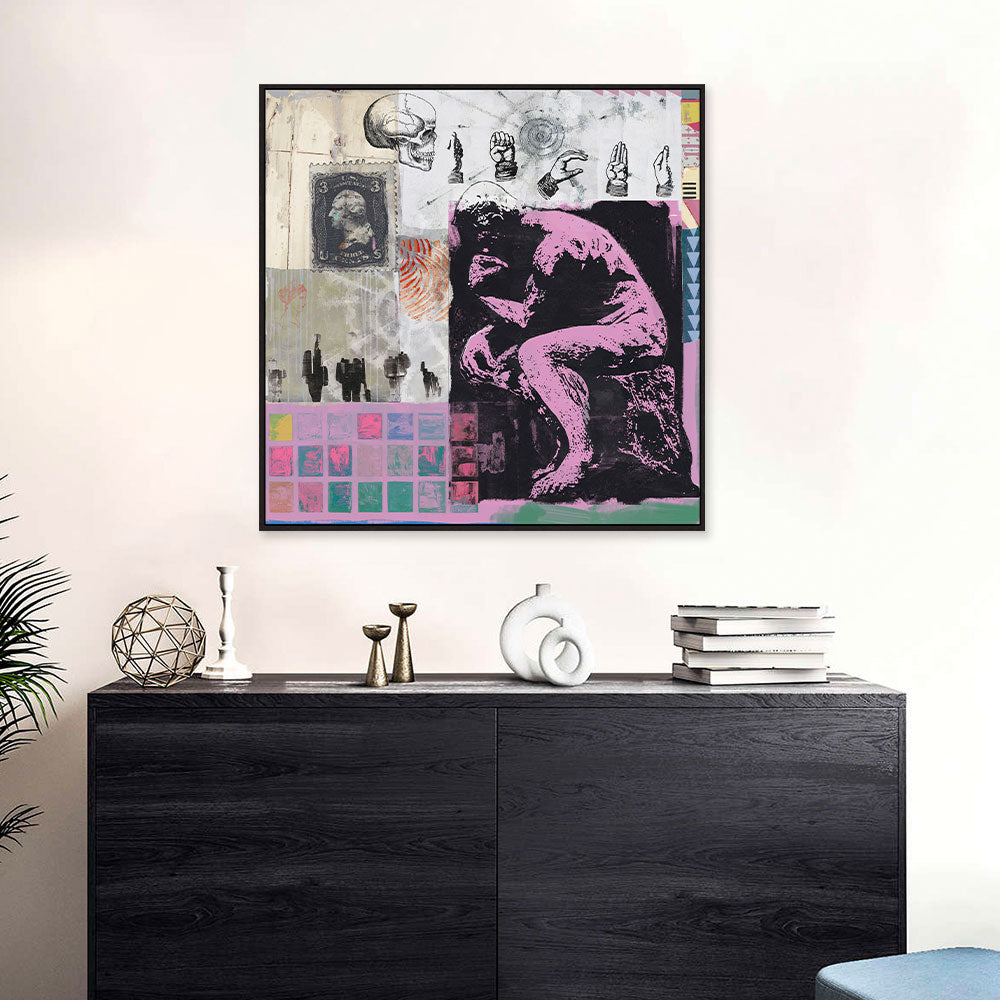 Colorful The Thinker Graffiti Canvas Wall Art