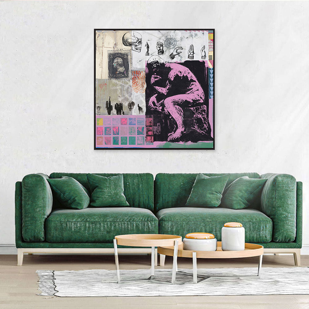 Colorful The Thinker Graffiti Canvas Wall Art