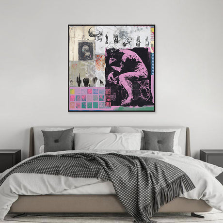 Colorful The Thinker Graffiti Canvas Wall Art