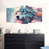 Colorful Wolf Canvas Wall Art – A Stunning Multi-Panel Masterpiece