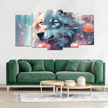 Colorful Wolf Canvas Wall Art – A Stunning Multi-Panel Masterpiece