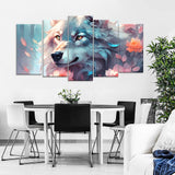 Colorful Wolf Canvas Wall Art – A Stunning Multi-Panel Masterpiece