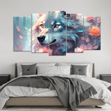 Colorful Wolf Canvas Wall Art – A Stunning Multi-Panel Masterpiece