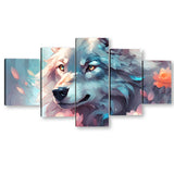 Colorful Wolf Canvas Wall Art – A Stunning Multi-Panel Masterpiece