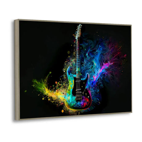 Colorful Electric Guitar Splash Canvas Wall Art