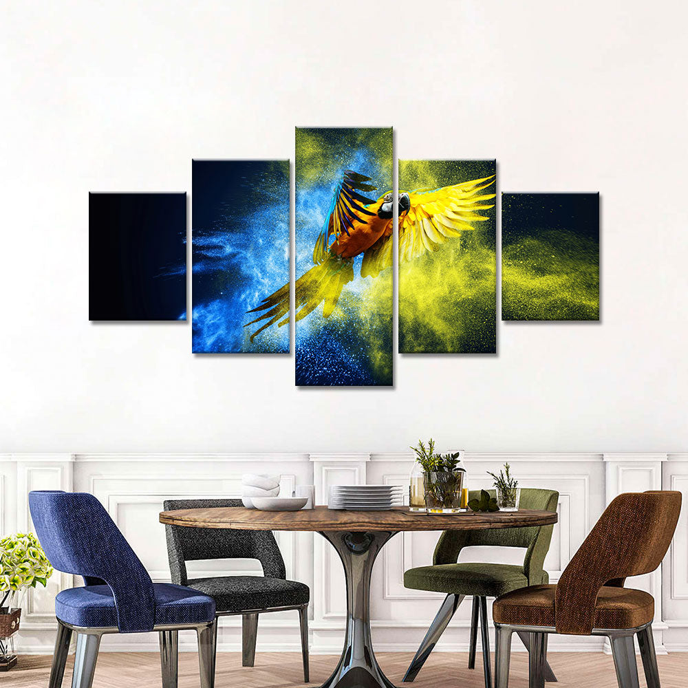 Colorful Flying Parrot Canvas Wall Art