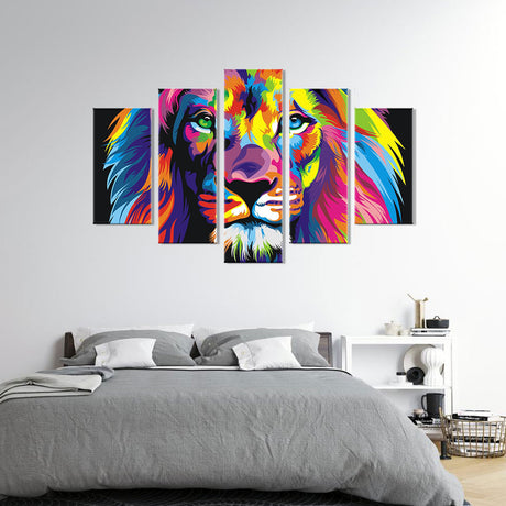 Colorful Lion Canvas Wall Art