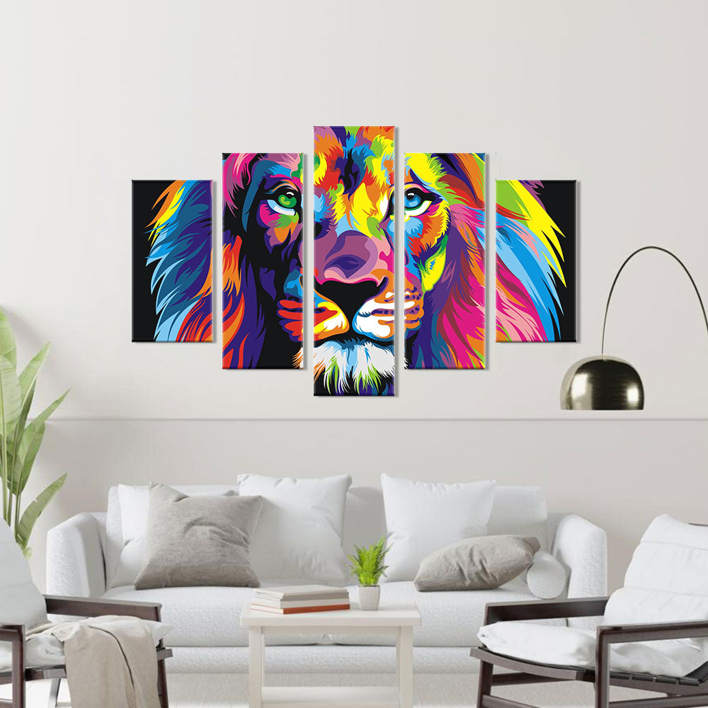 Colorful Lion Canvas Wall Art