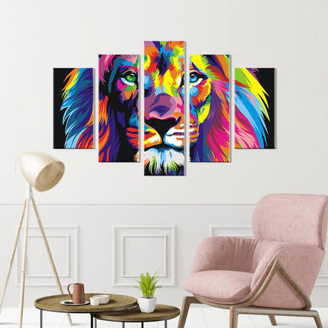 Colorful Lion Canvas Wall Art