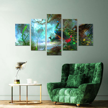 Colorful Peacock Canvas Wall Art