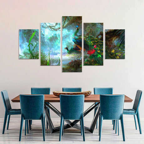 Colorful Peacock Canvas Wall Art