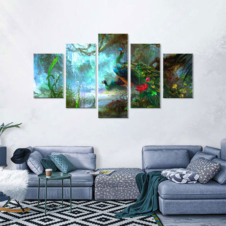 Colorful Peacock Canvas Wall Art