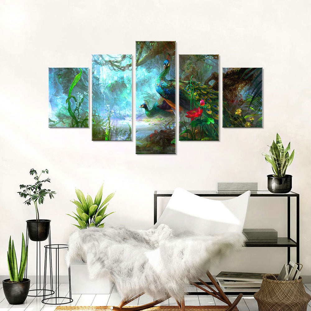 Colorful Peacock Canvas Wall Art