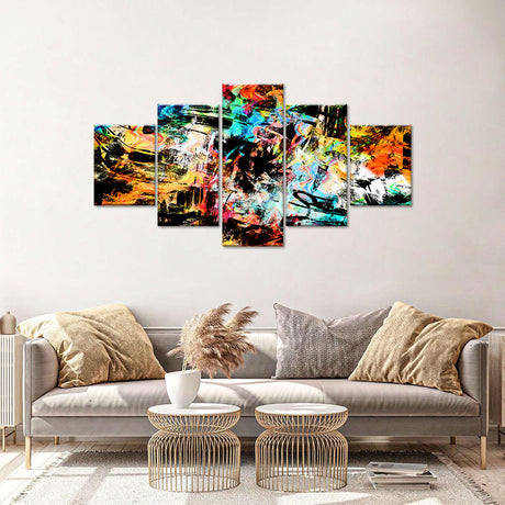 Abstract Color Burst Canvas Wall Art