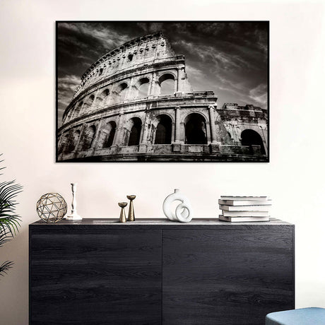 Colosseum Black and White Canvas Wall Art