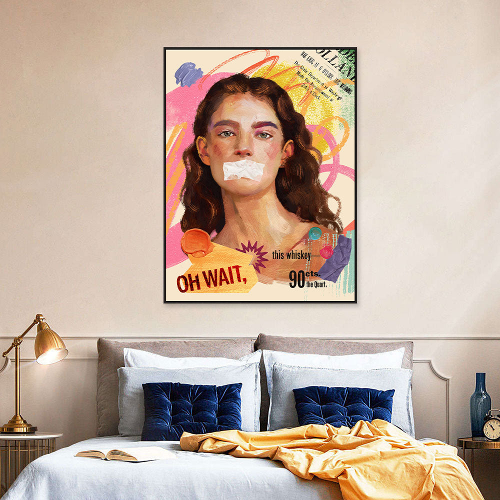 Contemporary Collage Art Girl Graffiti Canvas Wall Art