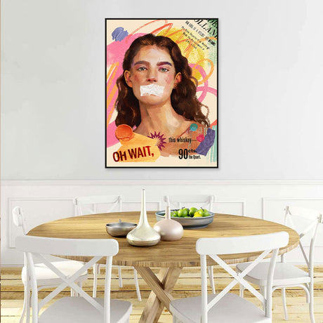 Contemporary Collage Art Girl Graffiti Canvas Wall Art