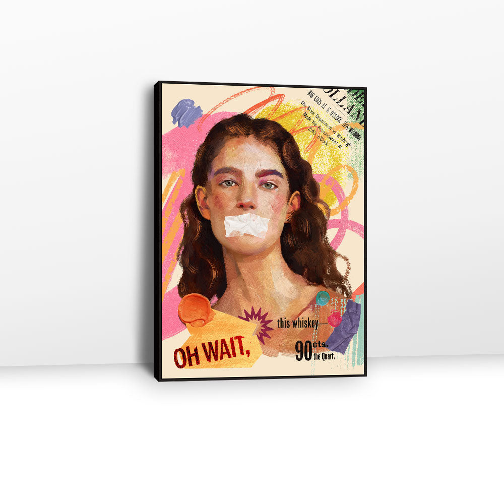 Contemporary Collage Art Girl Graffiti Canvas Wall Art