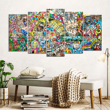 Cool Music Graffiti In Urban Style Canvas Wall Art