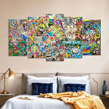 Cool Music Graffiti In Urban Style Canvas Wall Art