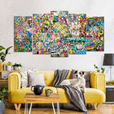 Cool Music Graffiti In Urban Style Canvas Wall Art