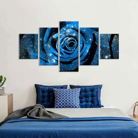 Cosmic Blue Rose Canvas Wall Art