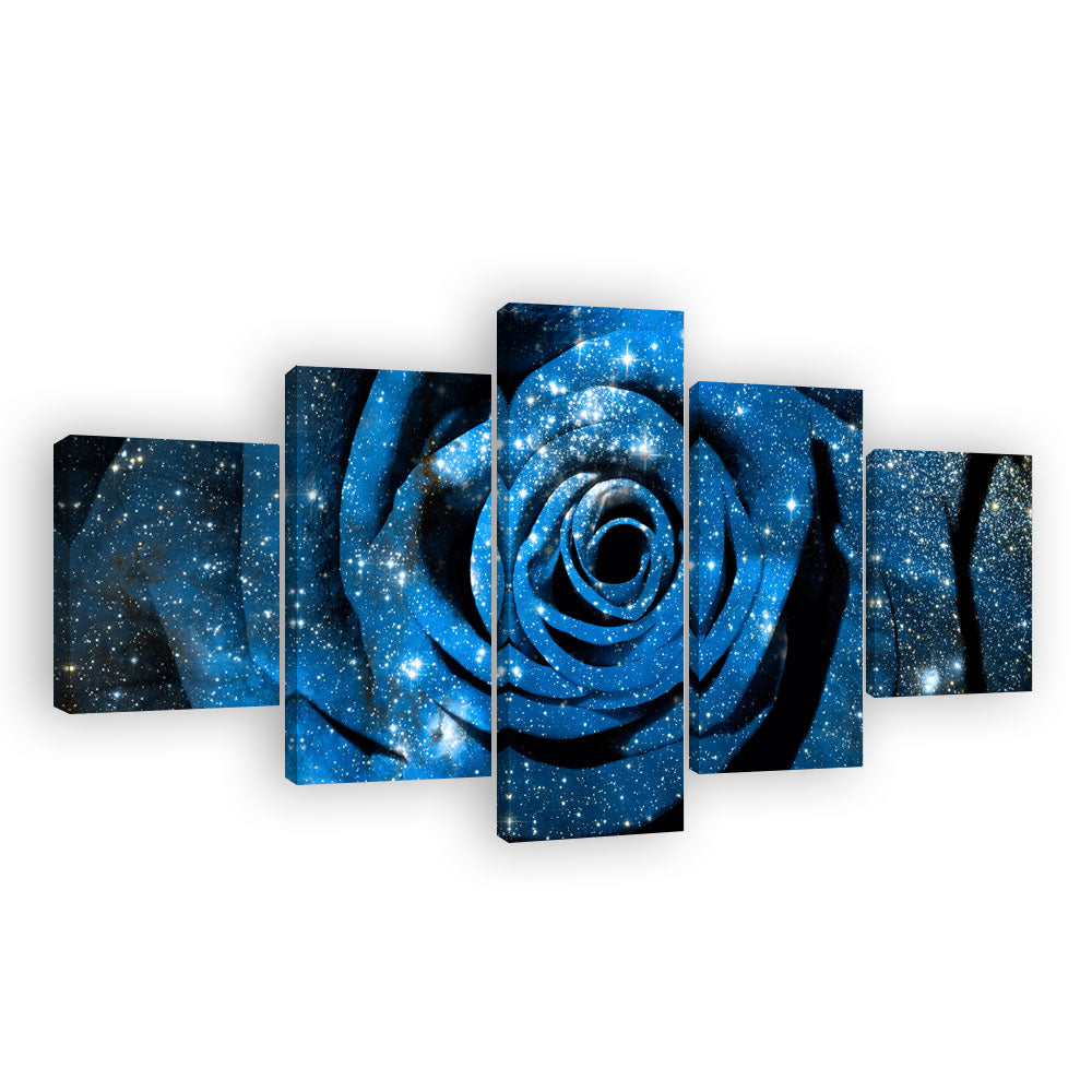 Cosmic Blue Rose Canvas Wall Art