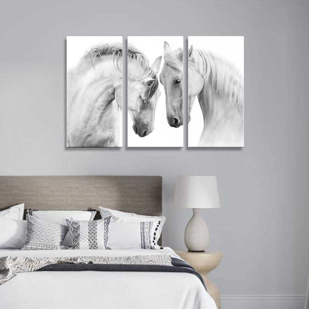 Elegant White Horse Canvas Wall Art