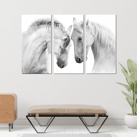 Elegant White Horse Canvas Wall Art