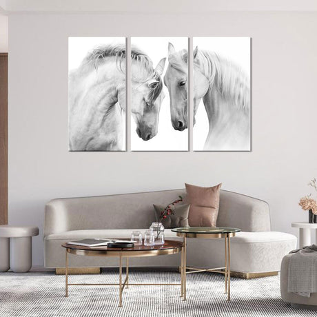 Elegant White Horse Canvas Wall Art