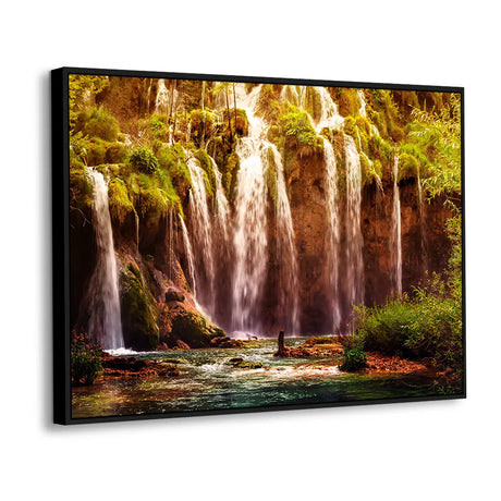 Crimson Falls of Serenity Canvas Wall Art