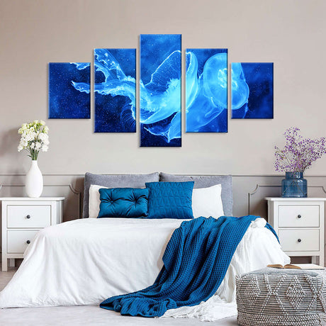 Crystal Jellyfish In Sea Canvas Wall Art