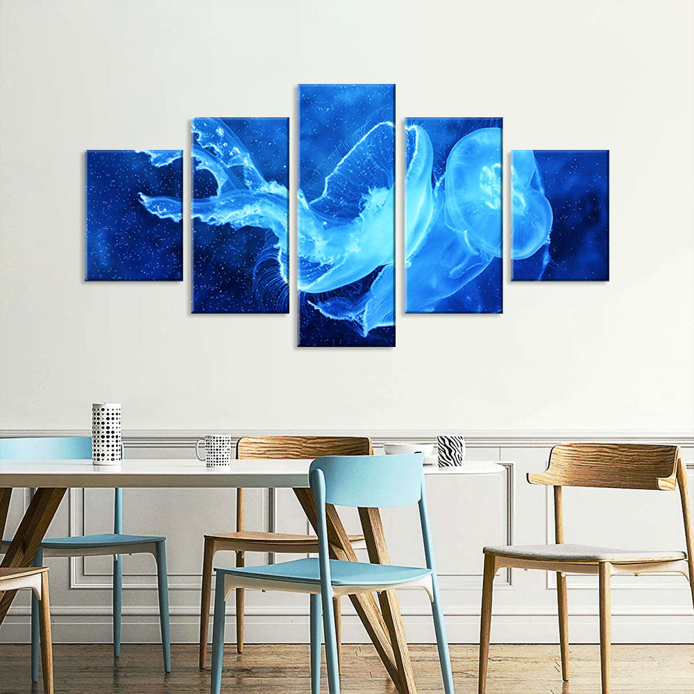 Crystal Jellyfish In Sea Canvas Wall Art