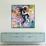 Dancing Man In Hoodie Graffiti Canvas Wall Art