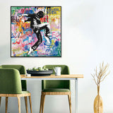 Dancing Man In Hoodie Graffiti Canvas Wall Art