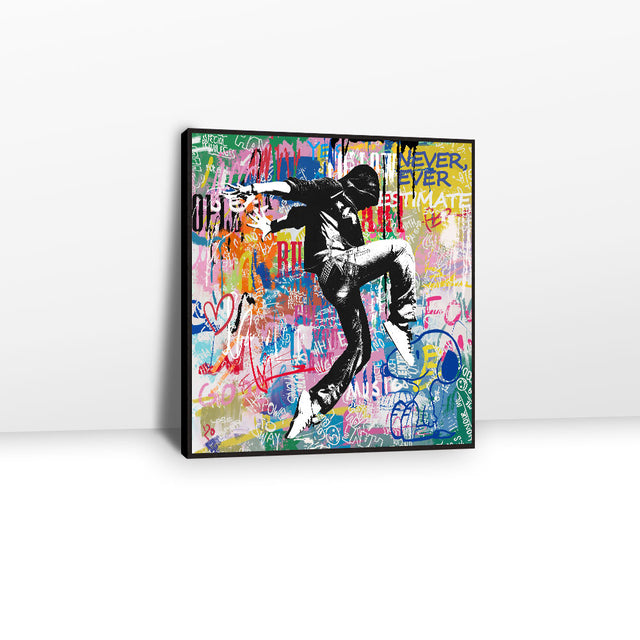 Dancing Man In Hoodie Graffiti Canvas Wall Art